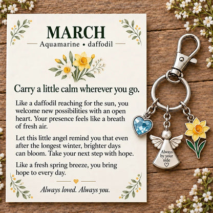 🔥Last Day Only$13.99👼 Always By Your Side: Birth Month Angel & Flower Keychain + Keepsake Card 🌸