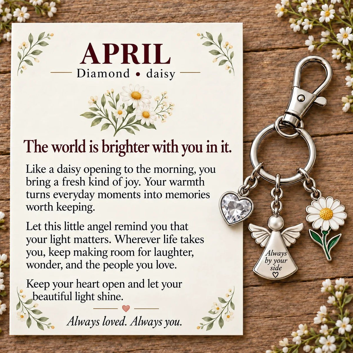 🔥Last Day Only$13.99👼 Always By Your Side: Birth Month Angel & Flower Keychain + Keepsake Card 🌸