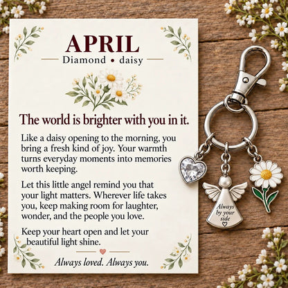 🔥Last Day Only$13.99👼 Always By Your Side: Birth Month Angel & Flower Keychain + Keepsake Card 🌸