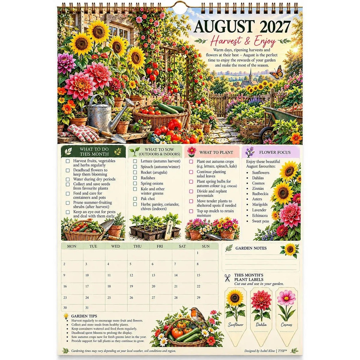 🌿2027 Four Seasons Gardening Calendar & Monthly Planner