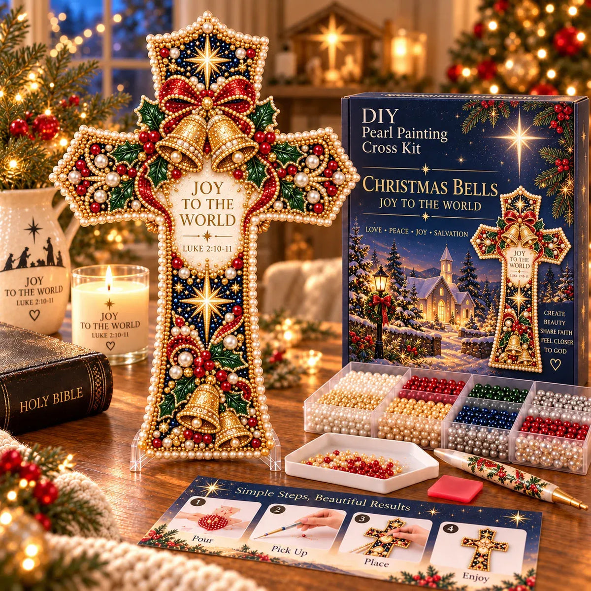 ✝️ Christmas Scripture Pearl Painting Cross DIY Kit Collection