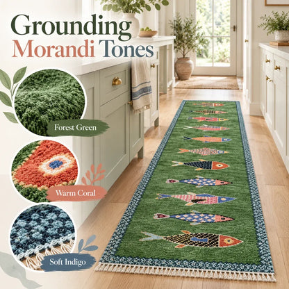 Artisanal Koi Fish Wool Runner Rug 🎏(📦Buy 2 Free Shipping)