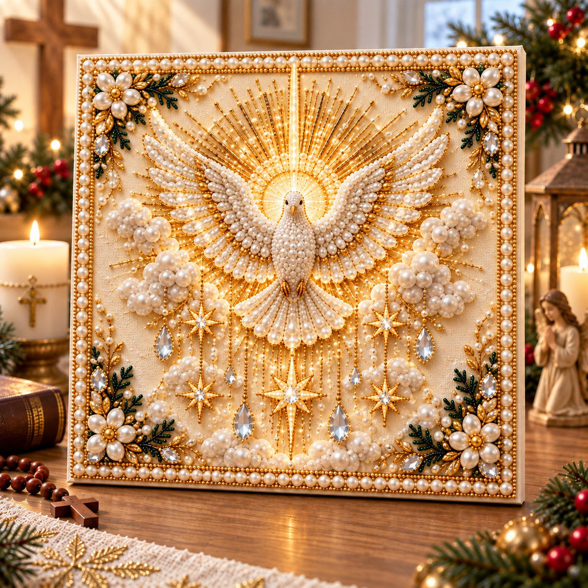 ⏳ Last Day 75% OFF – ✝️ Beginner-Friendly Christian Pearl Bead Art Kit | Pre-Printed Design with Built-In Wooden Frame & Complete Tools 💕