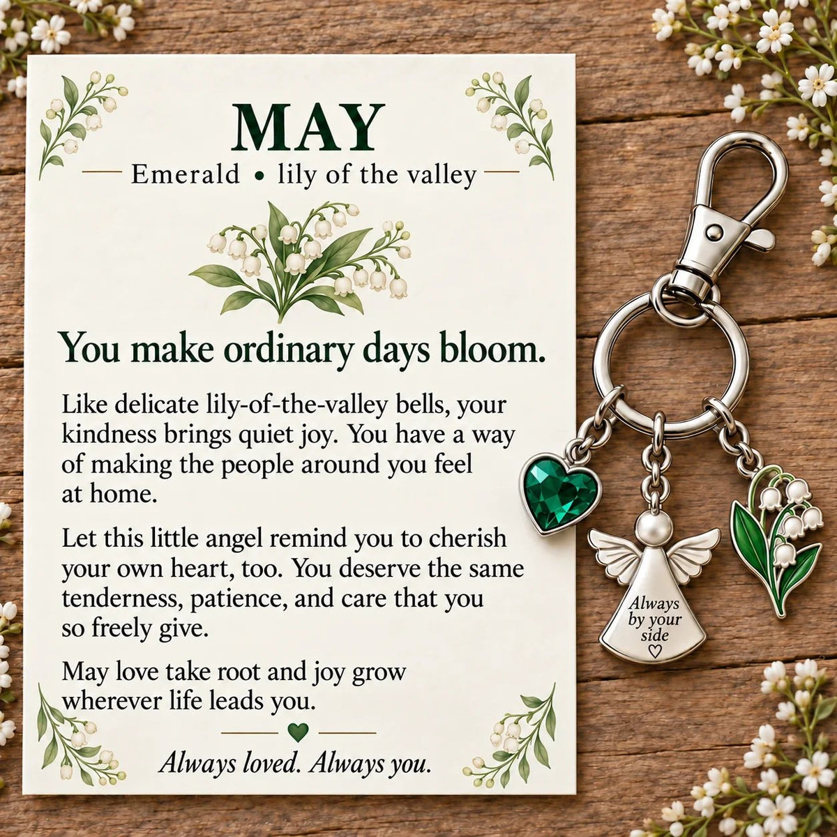 🔥Last Day Only$13.99👼 Always By Your Side: Birth Month Angel & Flower Keychain + Keepsake Card 🌸