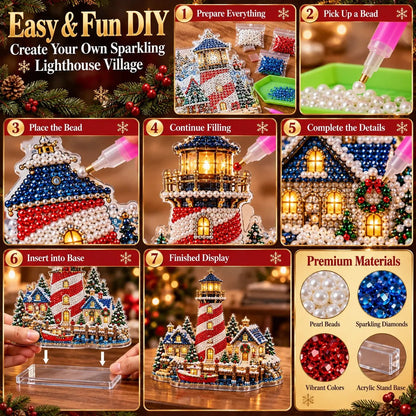 🎄 LAST DAY 49% OFF – Premium 2D Pearl Christmas Lighthouse Diamond Painting Art Kit