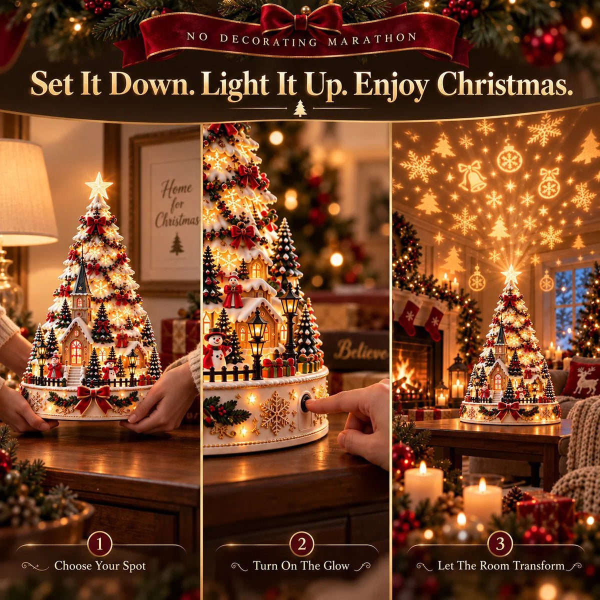 🤩70% OFF🎄Christmas Village Projection Centerpiece – BUY 2 FREE SHIPPING