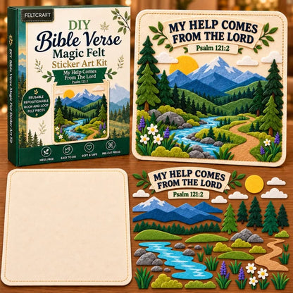🌿✝️ Bible Verse Magic Felt Sticker Art DIY Kit – 6 Faith-Inspired Designs